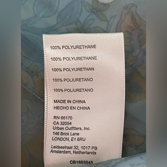 Free People Festival Teal and Yellow Floral Oversized Raincoat EUC Size XS - Picture 8 of 8